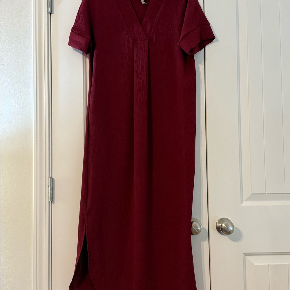 Elegant Burgundy Midi Dress NWOT